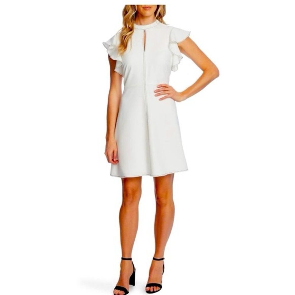 NWT CECE White Ruffle Sleeve Dress Size 6